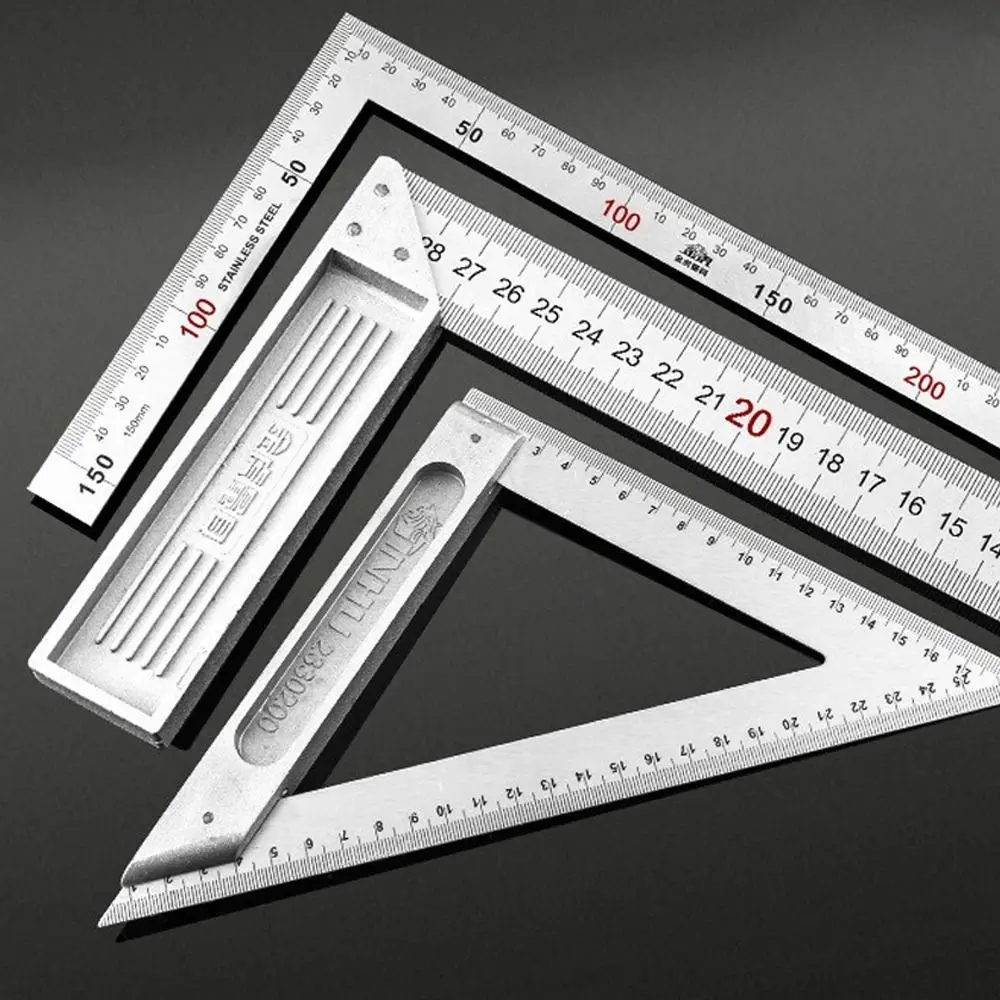 Double Sided Scale Angle Square Ruler Stainless Steel 30/50CM Triangle Ruler Measuring Tool Woodworking Gauge Woodworking