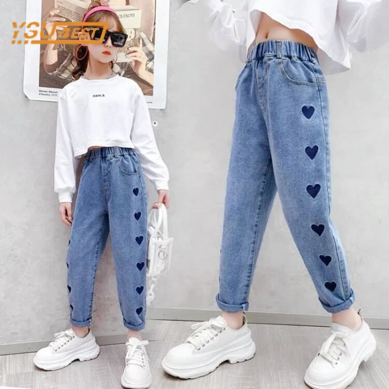 Casual Kids Baby Girls Cowboy Pants Spring Autumn Baby Girls Printing Jeans Kids Girls Children Clothing Kids Baby Girls Jeans