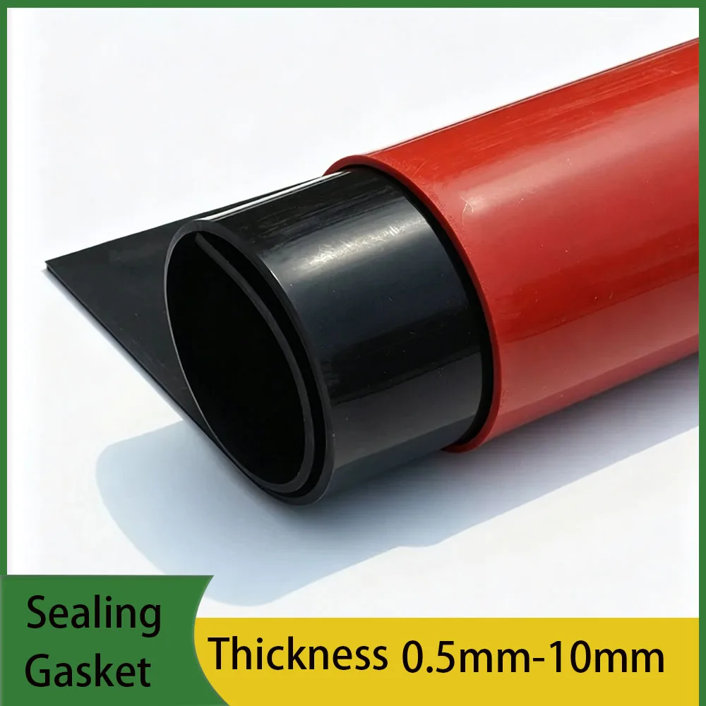 1/2Pcs Silicone Sealing Gasket Width 100-500mm Red/Black High Temperature Resistant Silicone Slip Shock-Absorbing Sealing Gasket