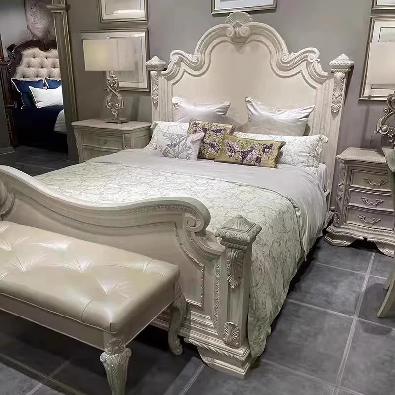 Double European Double Bed Design Decoration Unique Japanese Pliable Double Bed King Size Salon Modern Bedroom Home Furniture