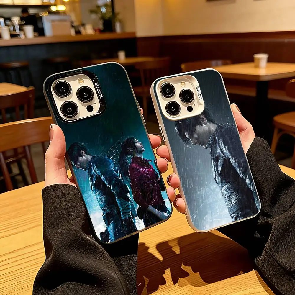 

Game R-Resident E-Evil RE Phone Case For iPhone 17,16,15,14,13,12,11 Plus,Pro Max,XS,Colored Silver Plated Inside Cover