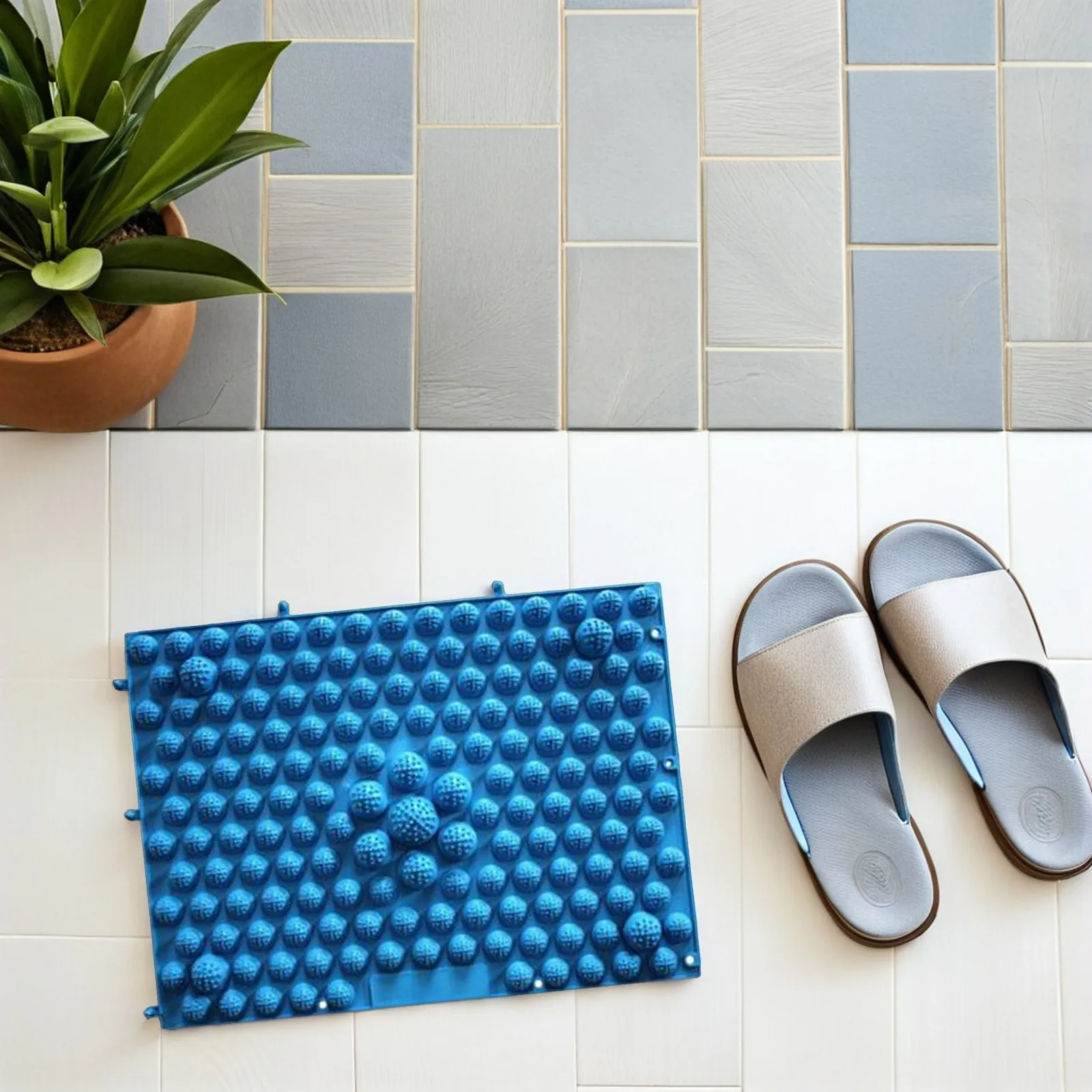 

Массажная подставка для ног с галькой, против усталости, стимулирует кровообращение, соединяемая, для офисных работников и пожилых людей, синяя