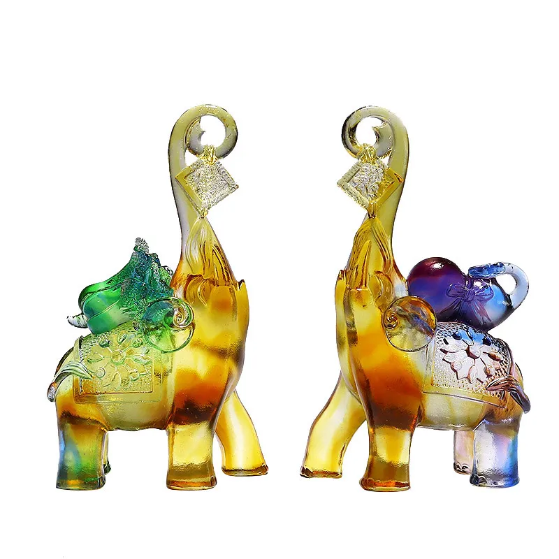Glazed Elephant Pair Ornament Company Opens Gifts Retirement Memorial Home Living Room Creative Crafts