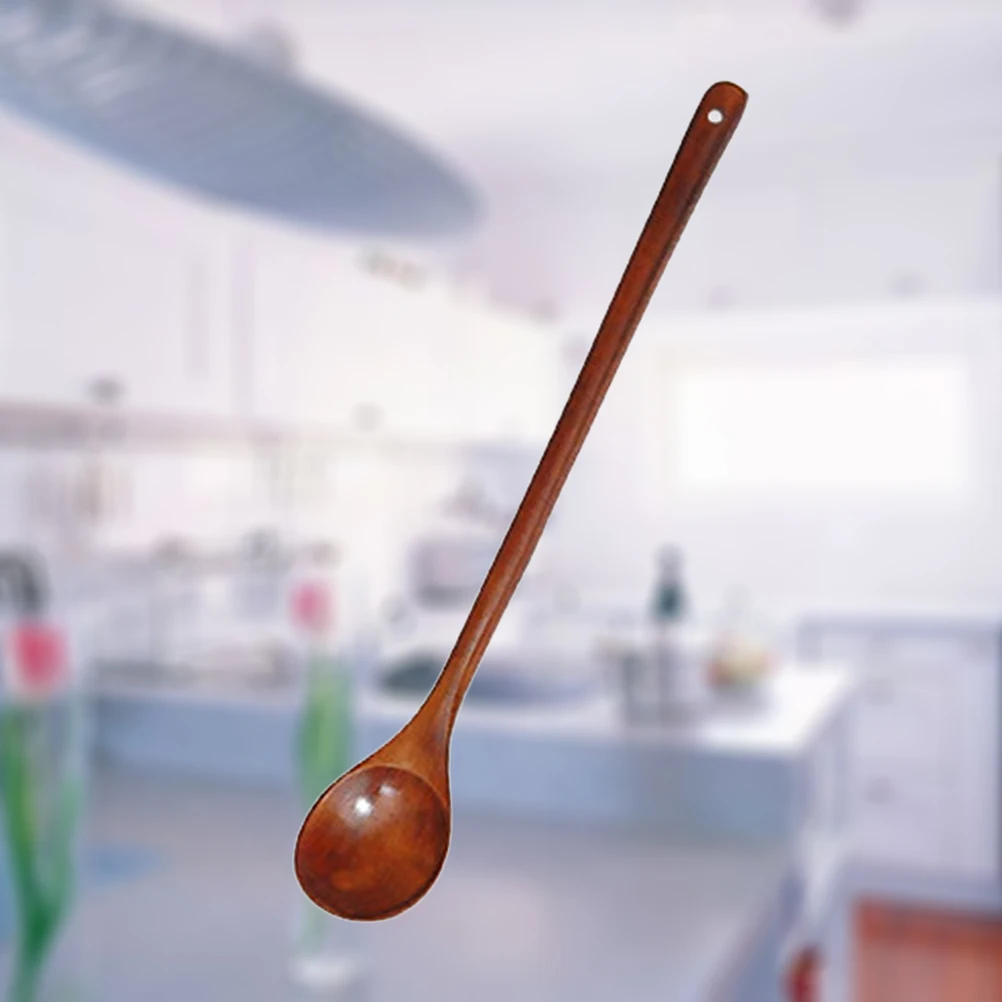 

Wooden Spoon Long Handle Serving Spoons Mixing Sauce Coffee Stirring Kitchen Tableware