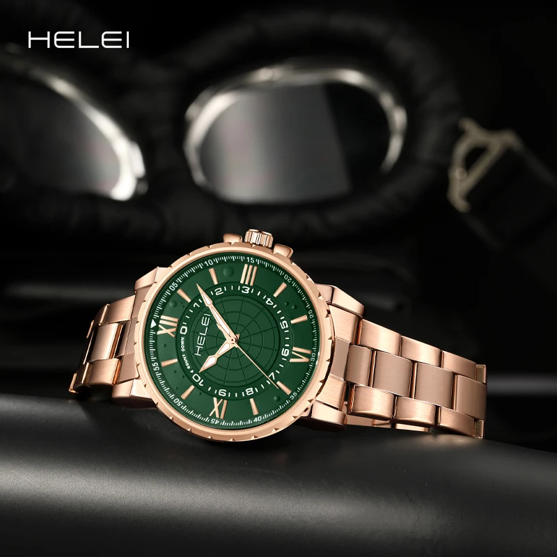 HELEI Men's Quartz Watch Original Brand Waterproof Stainless Steel Men's Watch Hands Clock Original Genuine Watch Gift For Men
