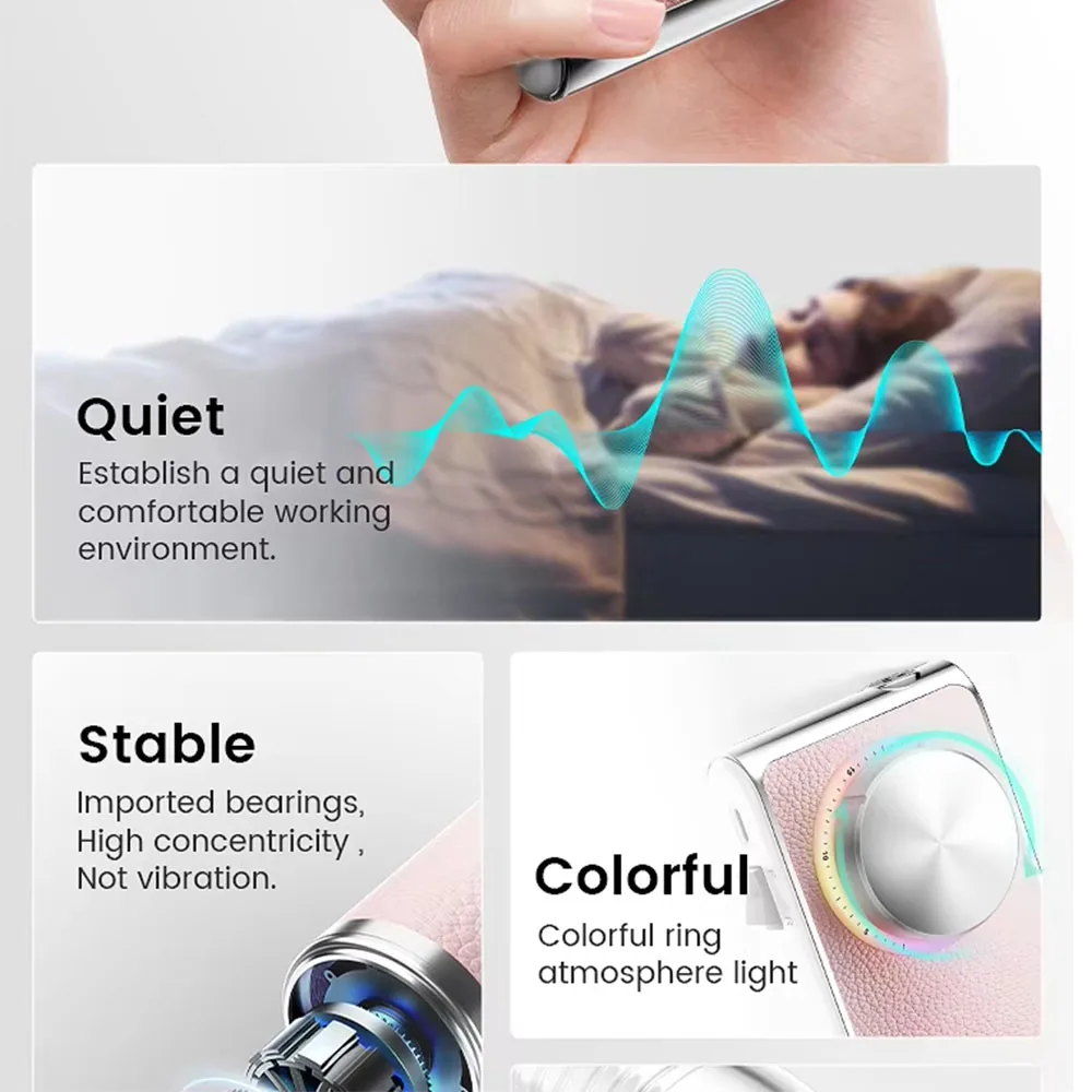 Rechargeable 24W Cordless Nail Drill  Pink Color Leather Surface Nail Polish Machine Portable Professional Low Noise  Low Vibrat