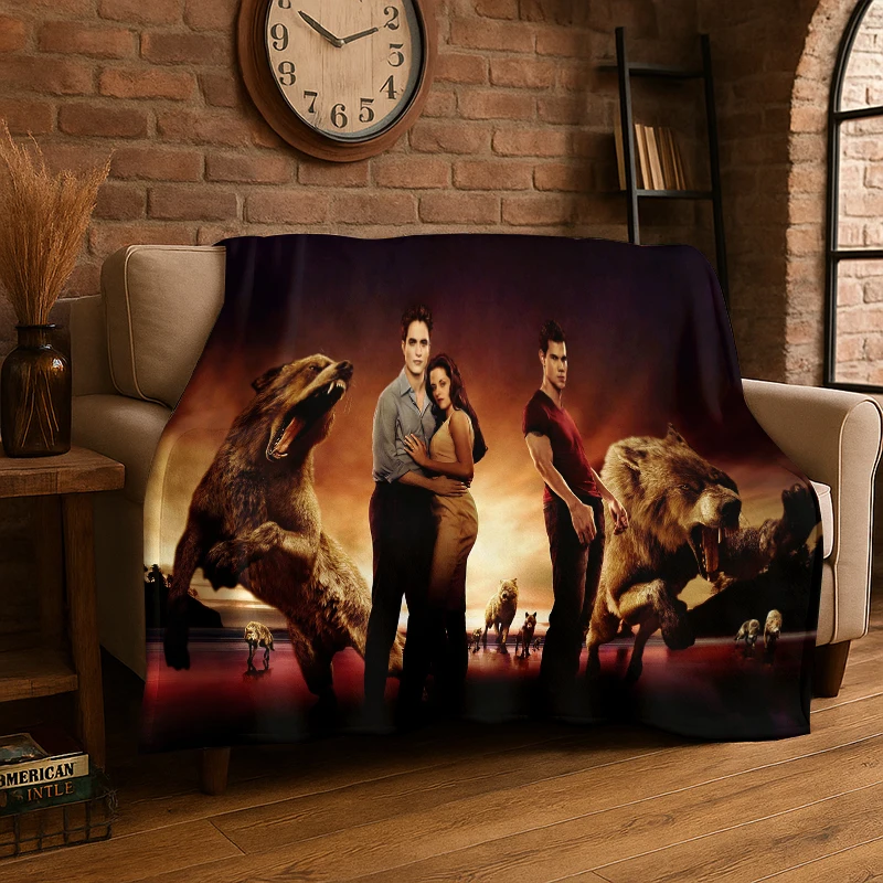 Classic Twilight Saga Edward Bella Flannel Blanket Soft Warm Throw Blanket for Bedroom Living Room Bed Travel Camping Picnic