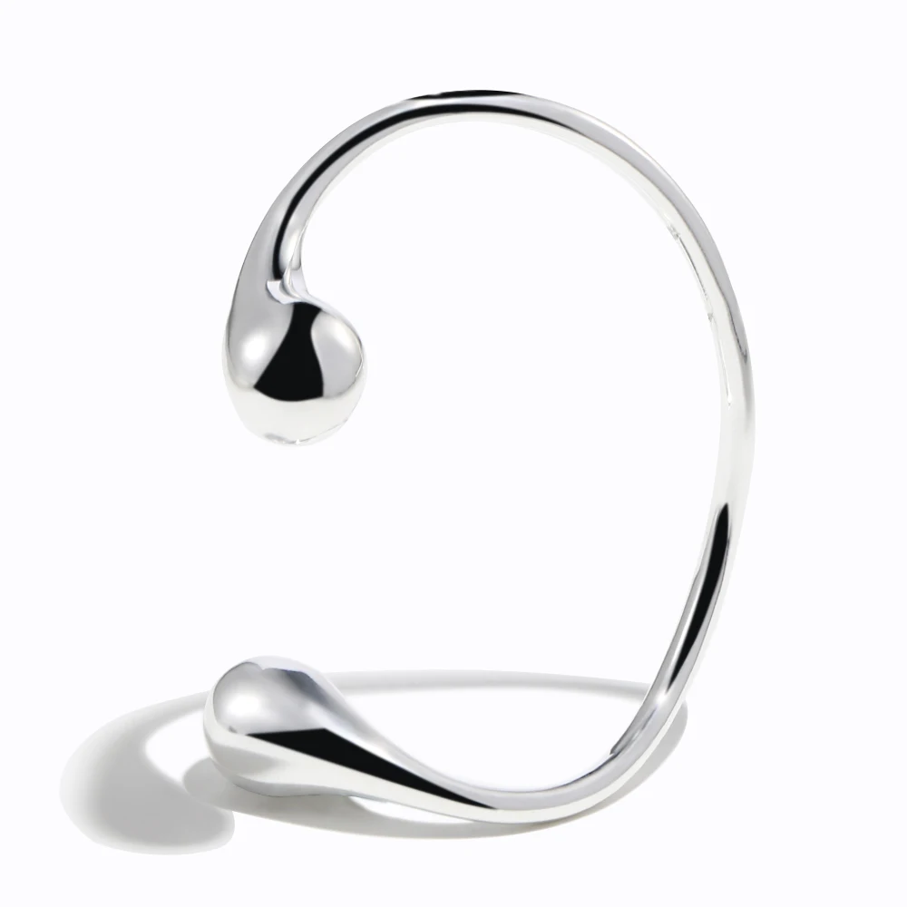 

Glossisland 925 silver plated stainless steel ladies Double Water Drop Head Opening Bracelet Silver white trendy jewelry