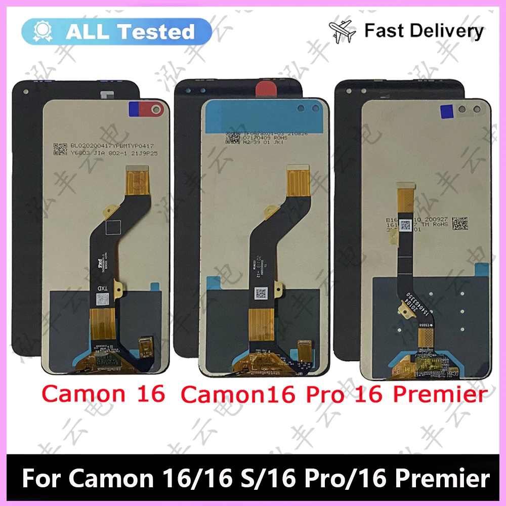 For Tecno Camon 16 Pro CE8 LCD Display With Touch Screen Assembly Digitizer Replacement LCD Camon16 CE7 Camon 16 Premier CE9 lcd