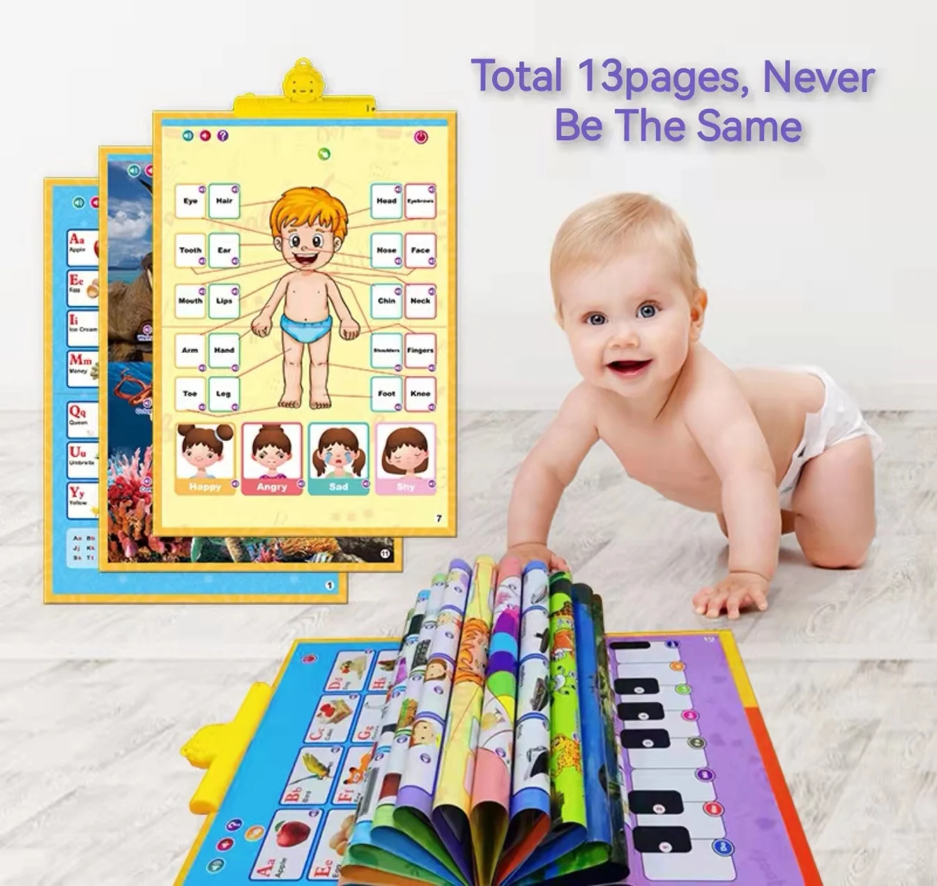Kids English Educational Alphabet Letters Words Numbers Cognitive Interaction Toy Electronic Learning Poster Wall Chart  3 4 5 6