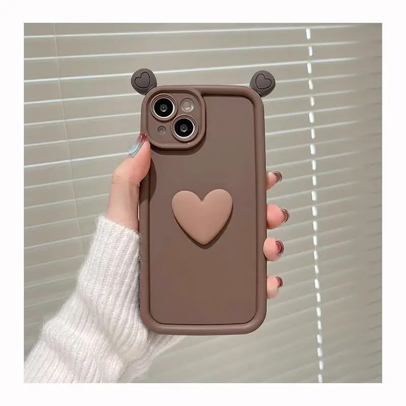 Cute INS 3D Love Heart Ear Silicone Case for OPPO A52 A72 A92 A53 A33 A31 2020 A8 A72 Reno 4Z Shockproof Candy Color Back Cover