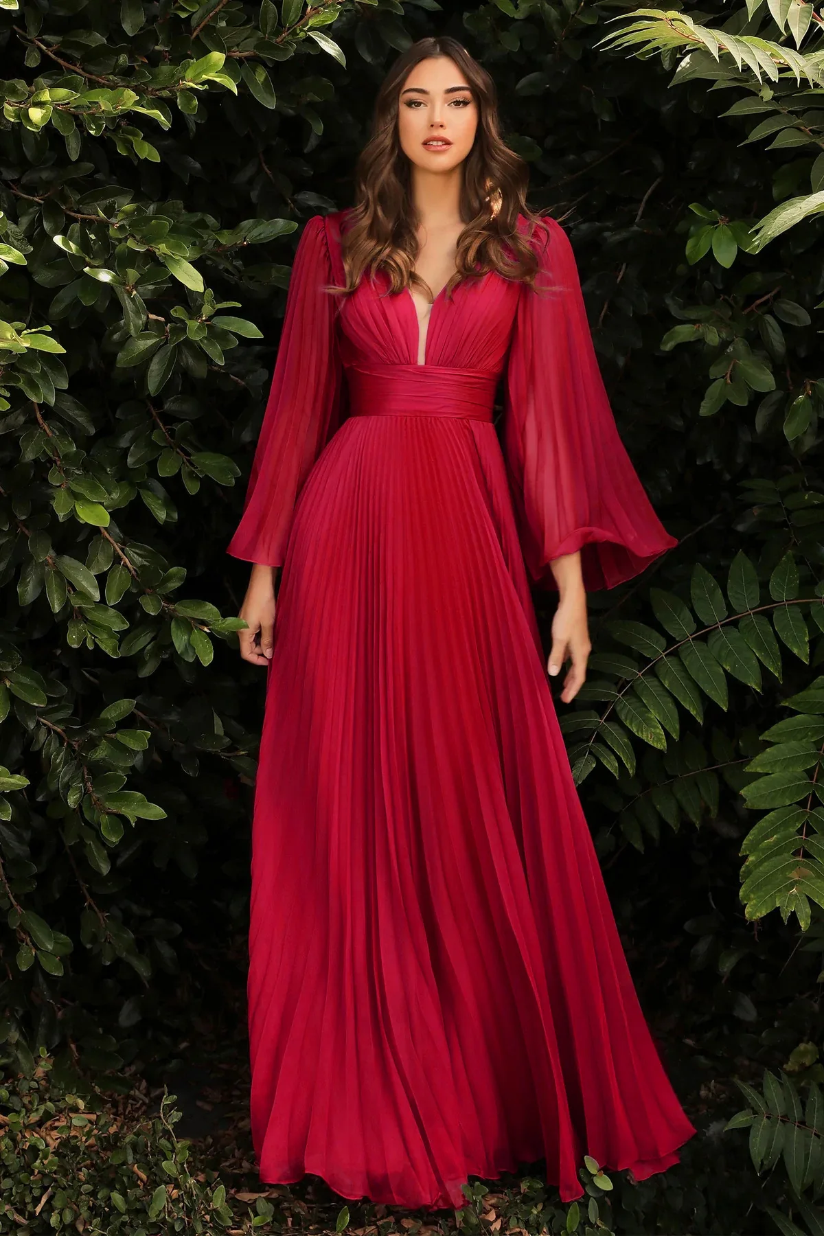 Sexy diepe V-jurk met lange mouwen, slim-fit jurk 2025, lente/zomer, nieuwe mode, high street dames lang
