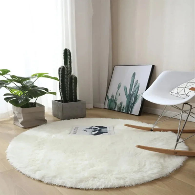 40-160CM Thickened Plush Carpet Be used for Living Room Sofa,Washable,Nordic INS Style Comfortable Soft Fluffy Round Shaggy Rug