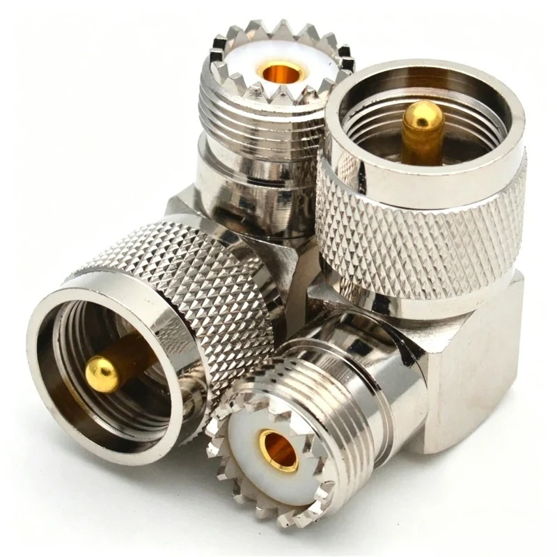 UHF 90 Degree Adapter UHF Male to Female Right Angle RF Coaxial Connector PL259 to SO239 Elbow