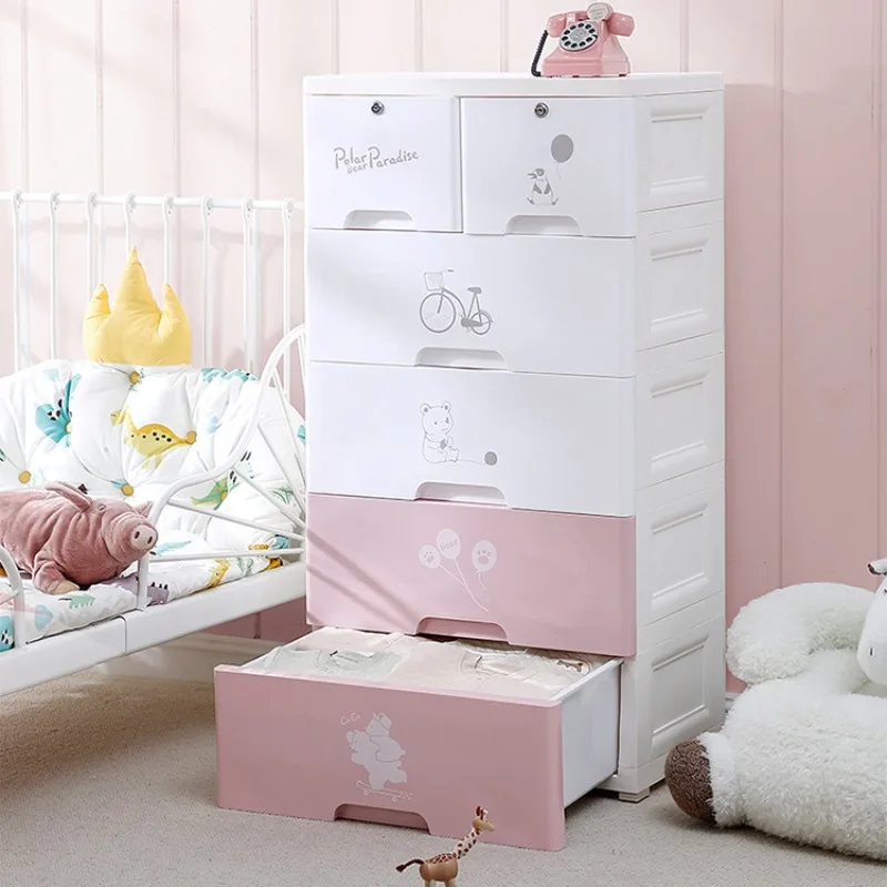 어린이 플라스틱 옷장 5단 서랍 두꺼운 수납장 아기 옷 정리함 유아방 침실 넘어짐 방지 무독성