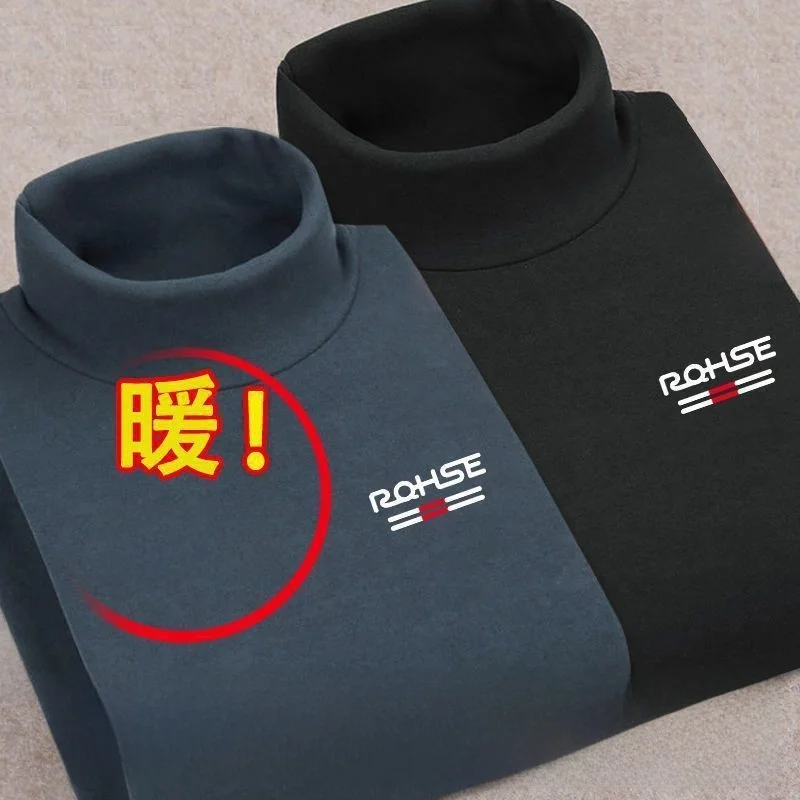 Men's Thermal Double-sided Fleece Long Sleeve T-Shirt Half High Collar Warm Underwear Home Clothes Polyester Fiber
