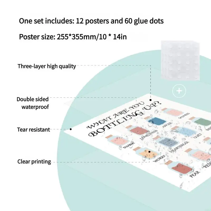 12枚の肯定的な肯定壁チャート10x14inch学校の教室オフィス