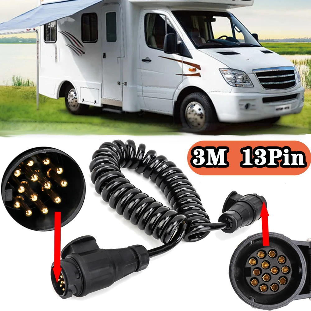 13 Pin Plug En 13 Pin Socket Trailer Plug Met Spring Kabel 300Cm Uitbreiding Bedrading Caravan Connectors Auto Accessoires