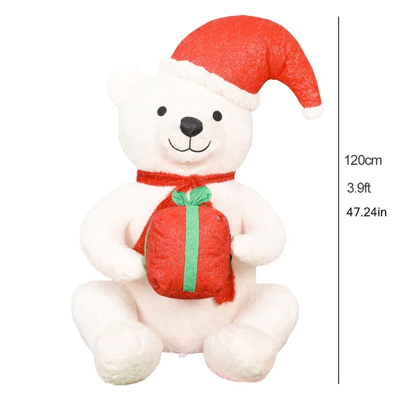 Christmas Inflatable Decoration for Garden Christmas Polar Bear Inflatable with LED Lights Outdoor Decoration New Year Gift