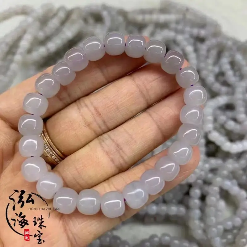 Hetian Jade Smoky Purple Old-Style Bead Bracelet Material Is Delicate, Dense, And Fashionable, Versatile