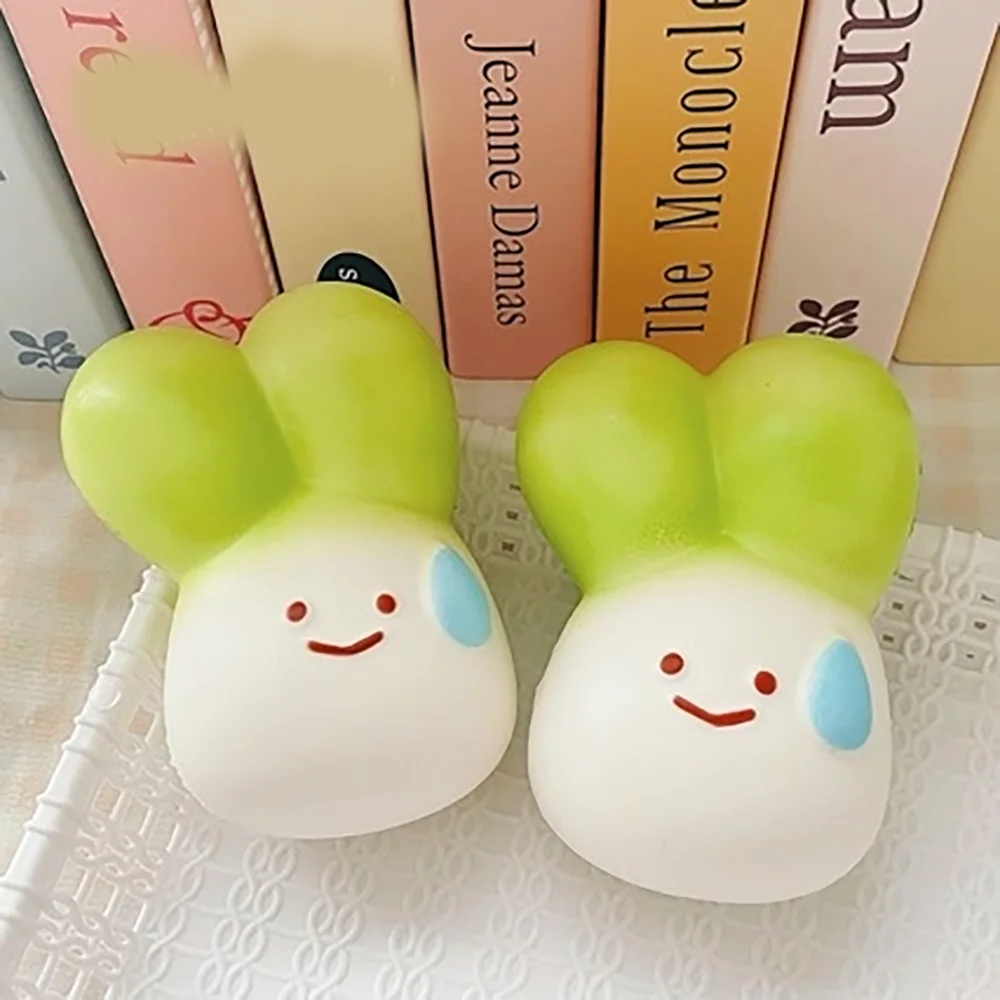 1pc Cute Sweaty Scallions Soft Pinch Relieve Daily Stress Tension Decompression Slow Rebound Office Kitchen Daily Decoration Toy