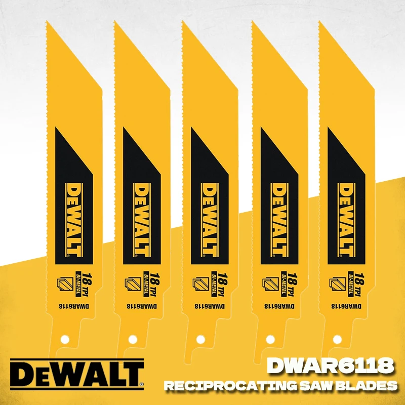 

DEWALT DWAR6118 Metal Cutting Bi-Metal Reciprocating Saw Blades Dewalt Power Tool Accessories For DCS369 DCS386 DCS389 DCS367