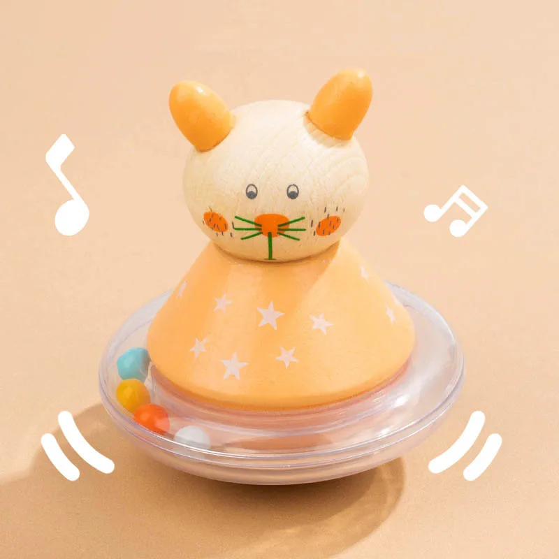 كارتون لطيف الحيوان الفيل أرنب كبير بهلوان خشخيشات خشبية اللعب الإبداعية السرير جرس الطفل لغز بهلوان التفاعلية اللعب