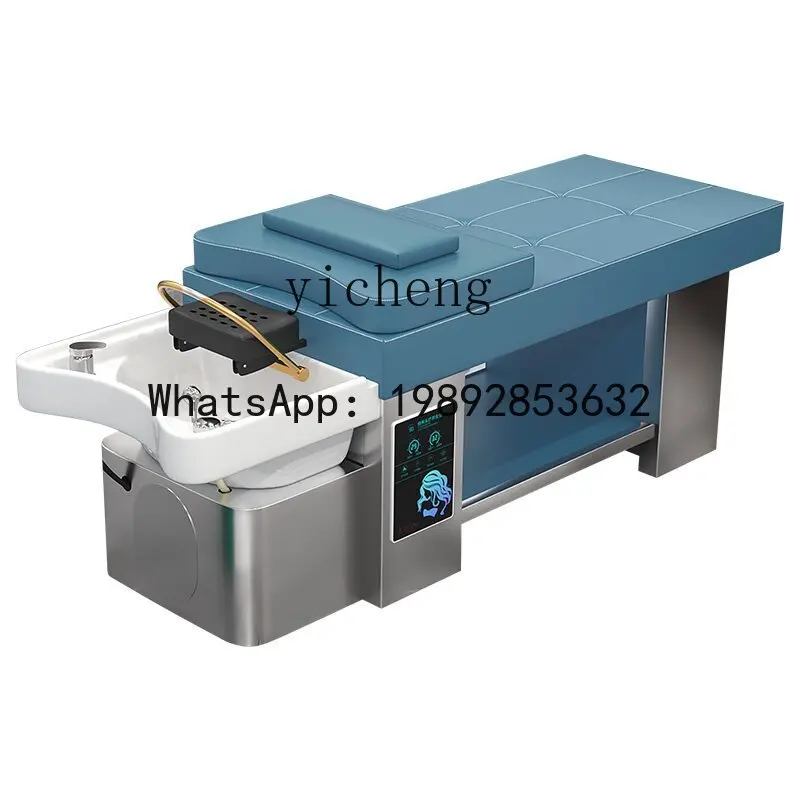 AA Constant Temperature Water Circulation Head Therapy Massage Bed Barber Shop Ceramic Basin Stainless Steel Shampoo Bed
