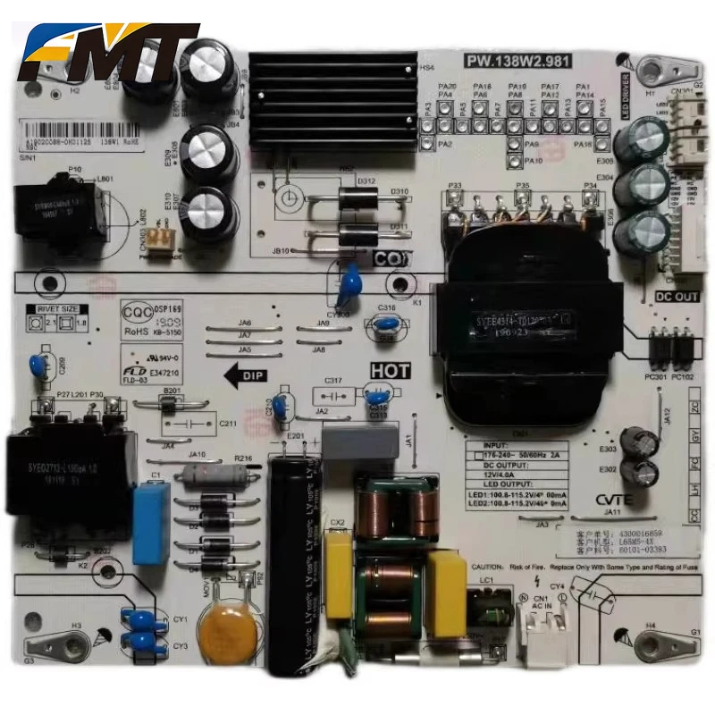

FMT-FMT-Original для Xiaomi L65M5-4X: Плата питания PW.138W2.981, печатная плата
