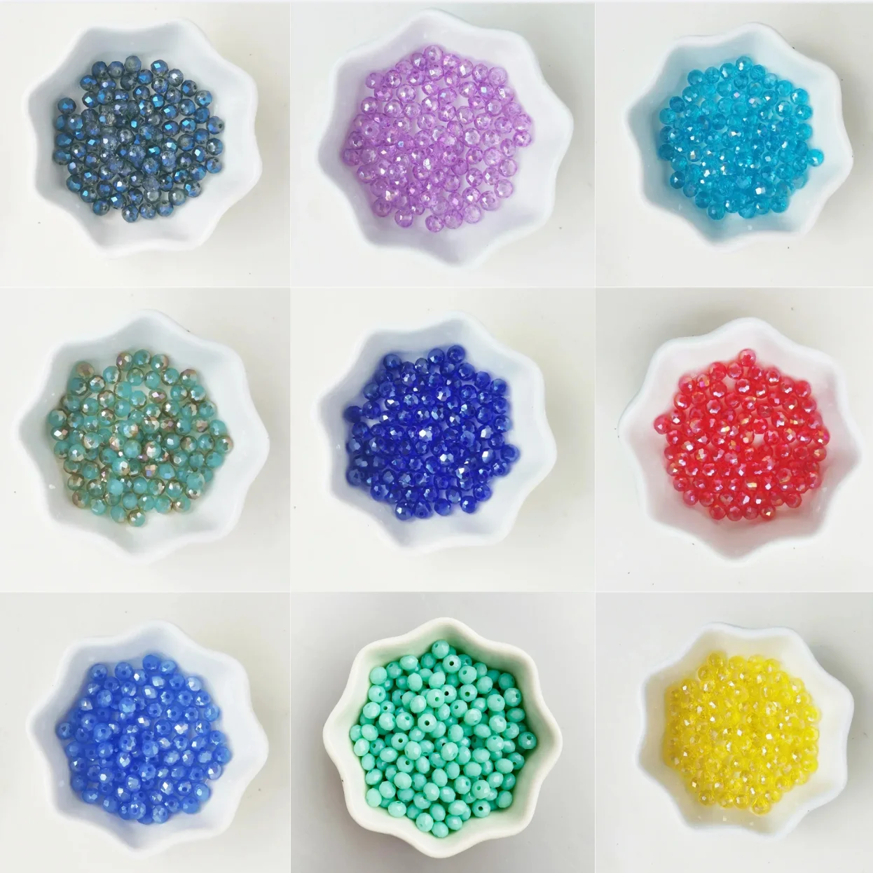 50pcs 4*6mm Faceted Czech Crystal Glass Bead Translucent Colorful Spacer Glass Bead for Jewelry Making DIY Necklace Accessories