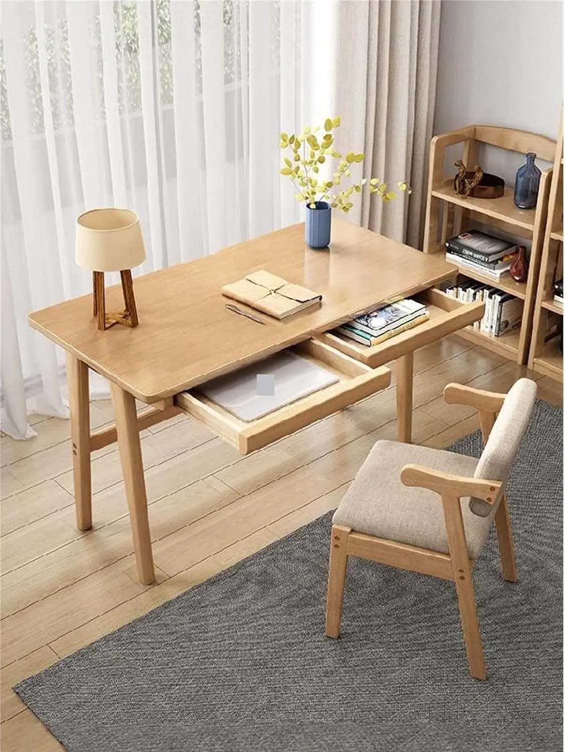 Integrated Office Computer Desk, Writing Desk for Primary School Students, Home Study Desk for Two People