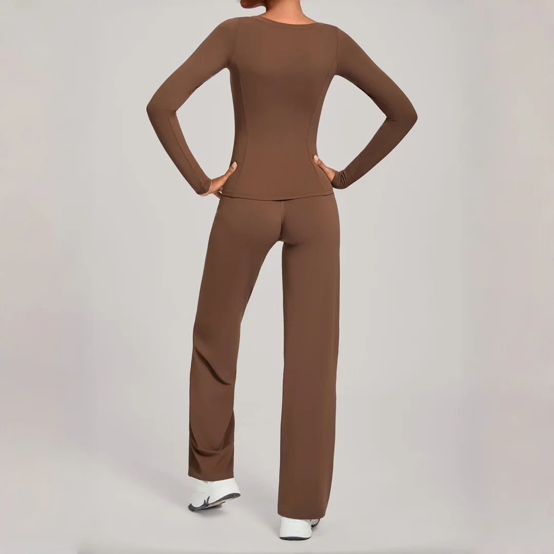 

Узкий комплект для йоги с высокой талией, спортивные брюки для фитнеса с длинными рукавами и прямыми штанинами, спортивная одежда, одежда для бега, спортивный костюм для женщин