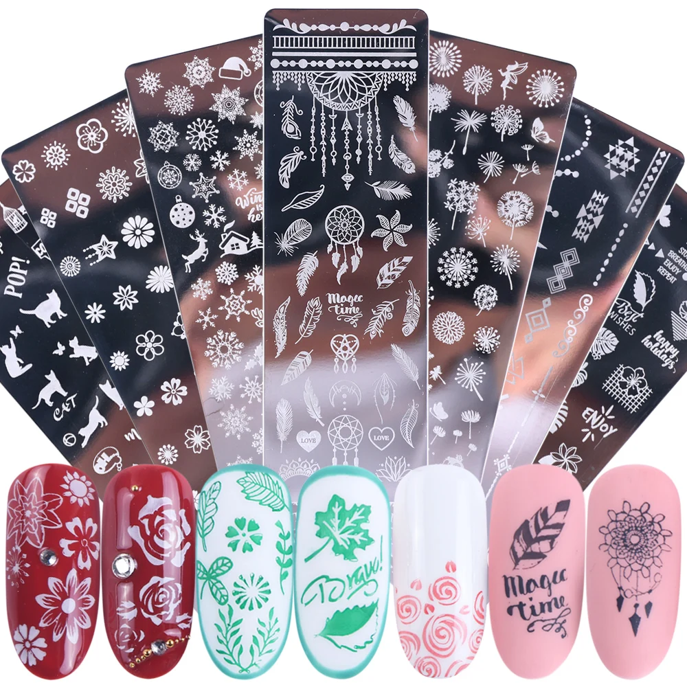 1pcs Nail Art Stamp Nail Stamping Template Flower Geometry Animals DIY Nail Designs Manicure Image Plate Stencil JISTZN01-12