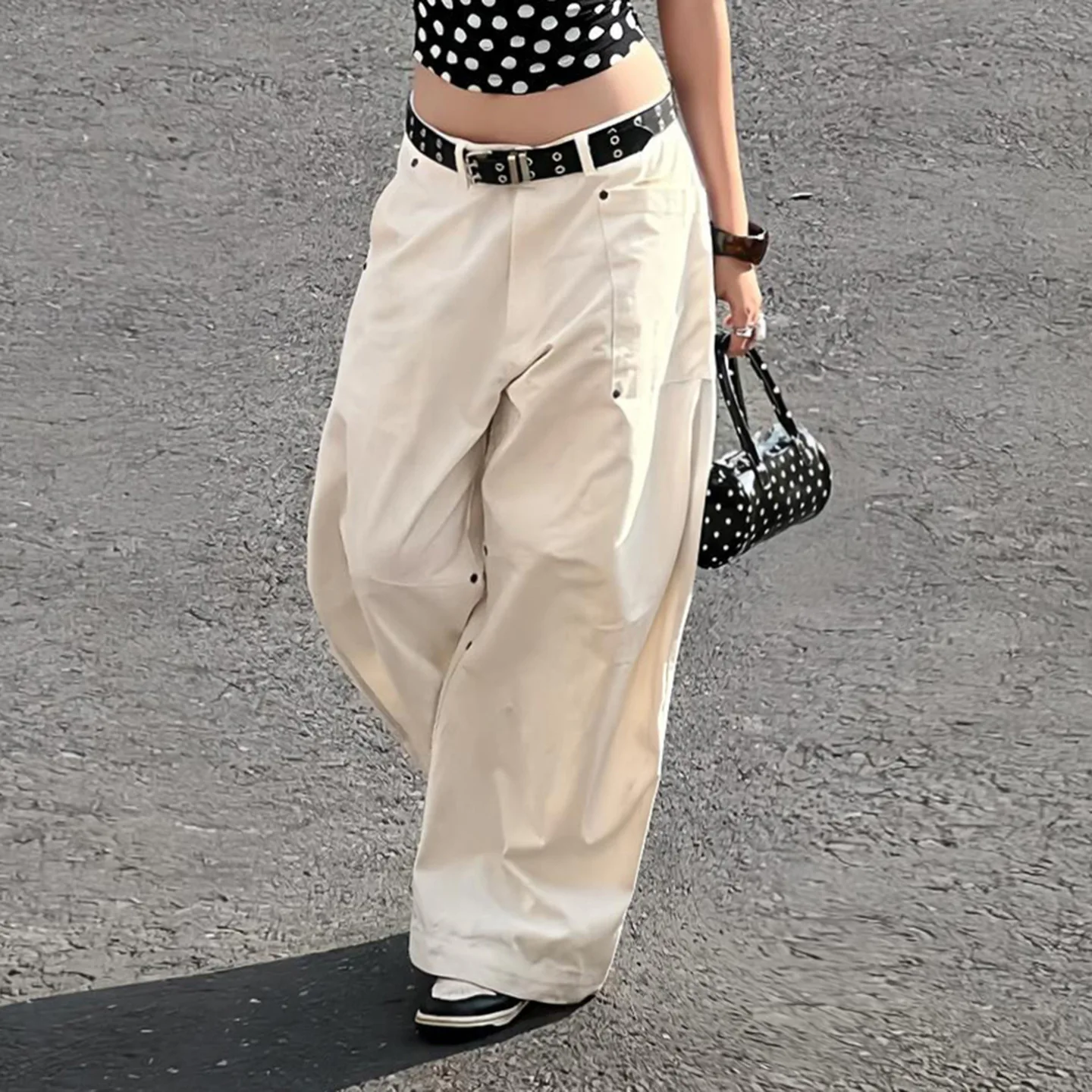 Jean en Denim taille basse pour femmes, jambes larges, ample, amincissant, couleur Pure, tissu drapé décontracté, coupe droite, sans étirement