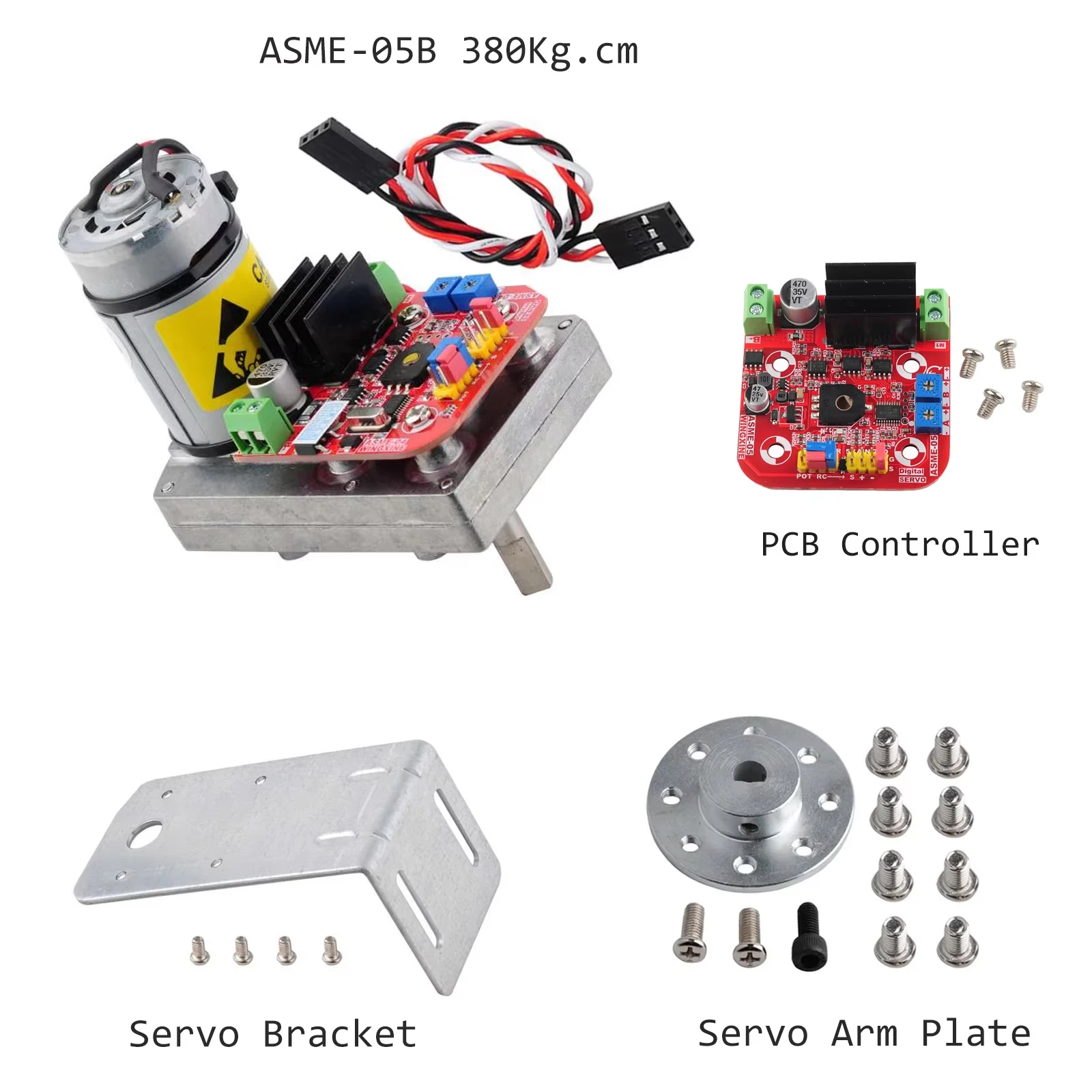 ASME-05B MAX-380Kg.cm High-power High-torque Servo Steering Gear DC 12-24V Large Robotic Manipulator for Robot Mechanical Arm