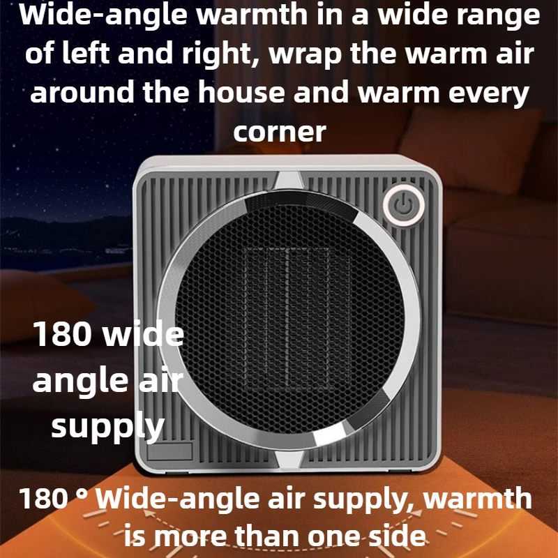 500W Aquecedor de baixa potência Cerâmico PTC Aquecedor doméstico Desktop Aquecimento inteligente Aquecedor elétrico 180 °   Fornecimento de ar grande angular UE Reino Unido