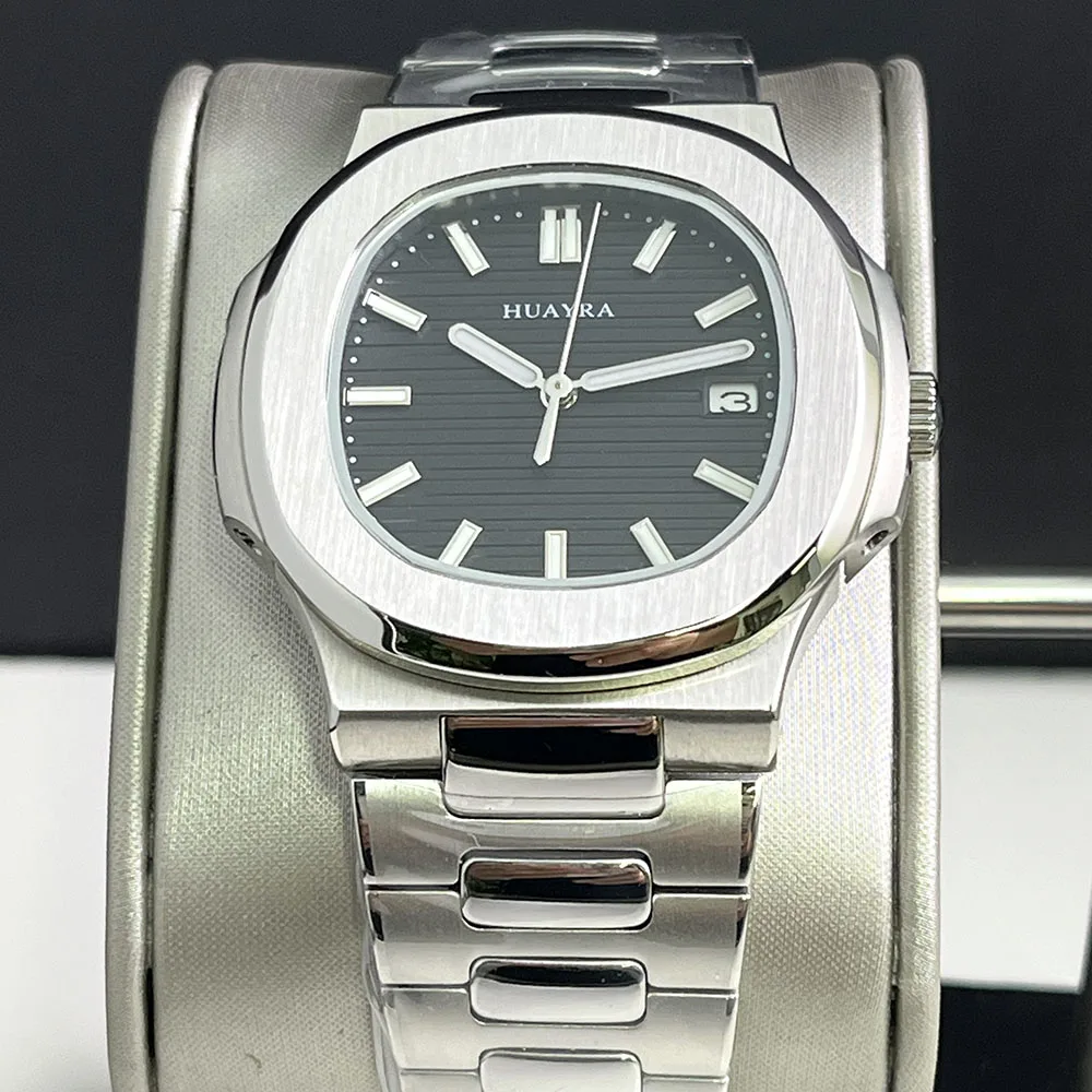 Men's 42mm best-selling watch NH35 automatic watch Japanese mechanical watch black dial waterproof watch bow buckle image 6