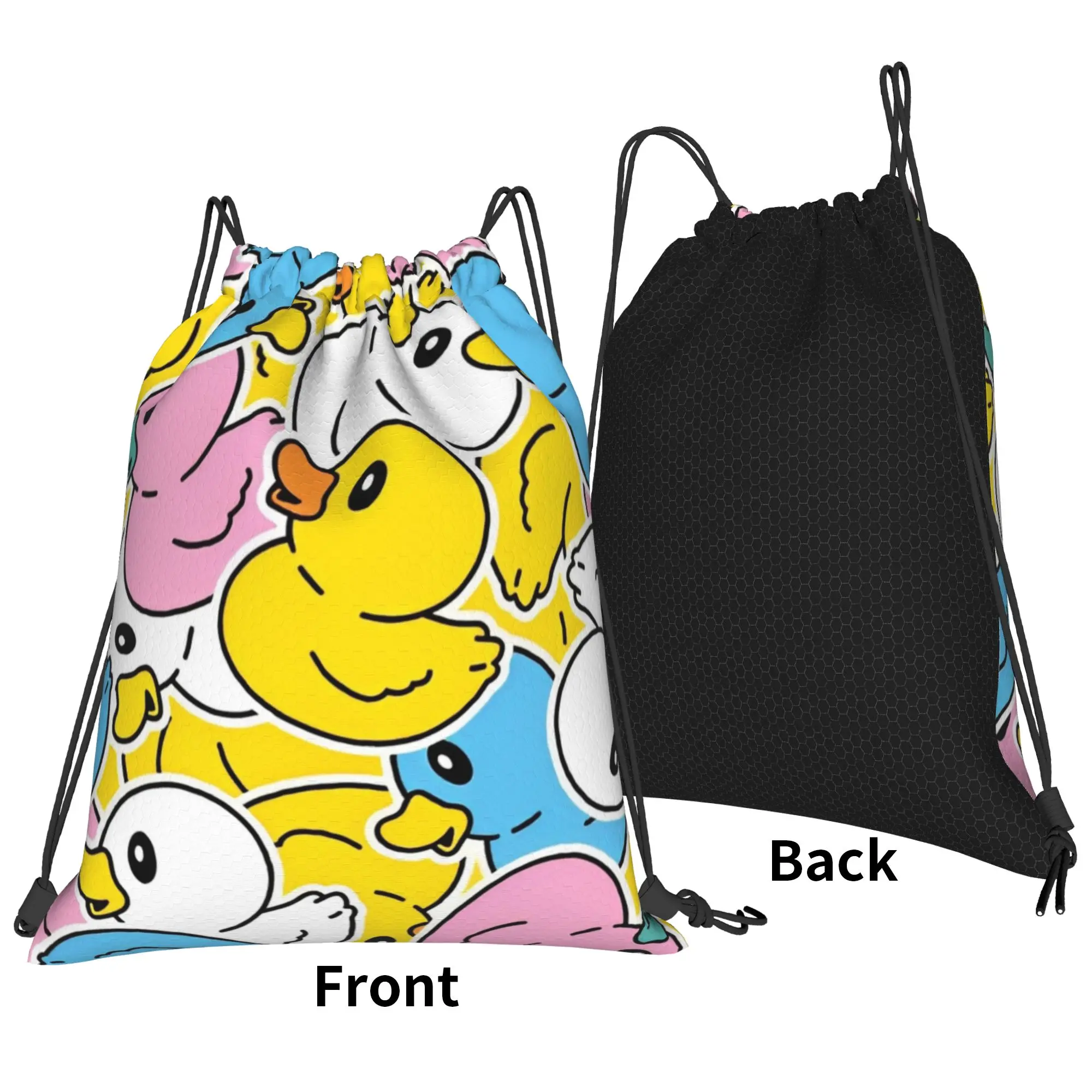 Kawaii Yellow Duck Bag Drawstring Backpack Sports Gym Sackpack Water Resistant  String Bag for Cycling 36cm (W) x 43cm (H)