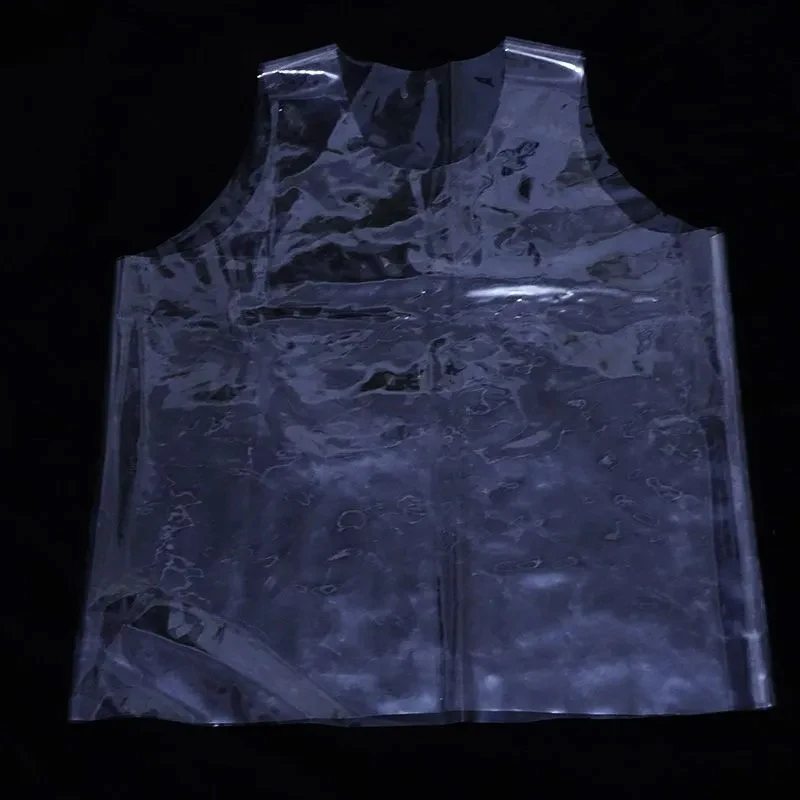 ABDL Transparent PVC Plastic Vest Underpants Sexy Soft Smooth Silent Sleeveless Round Neck Tops Waterproof Couple Erotic Panties