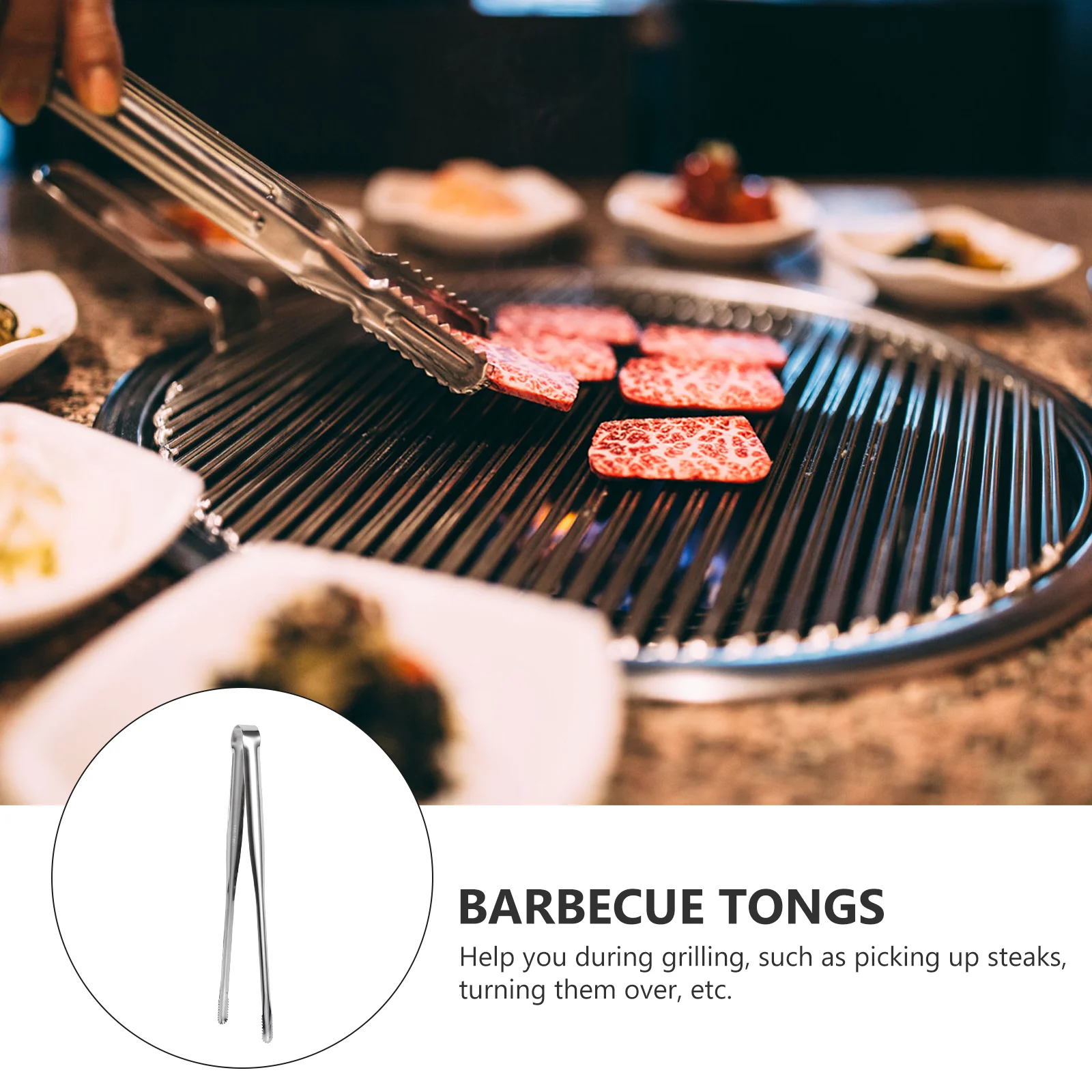 

2 Pcs Stainless Steel Food Tongs Kitchen Barbecue Clamp Portable BBQ Tool For Steak Bread Buffet Serving utensils
