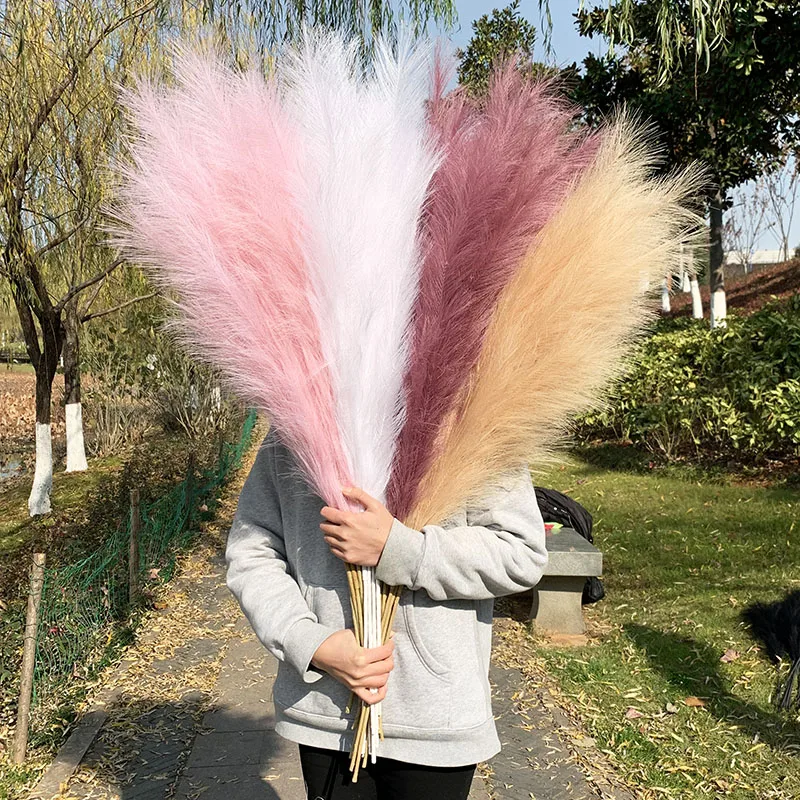 

1pc 110cm Simulated Fluffy Artificial Pampas Grass Wedding Home Decoration Photography Props Simulation Reed Bouquet Fake Plants