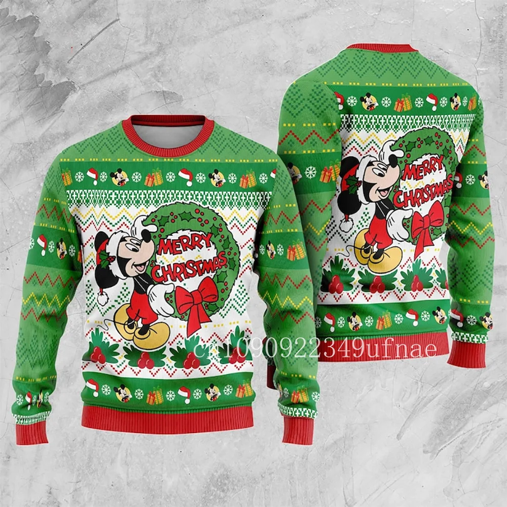 Disney Mickey Ugly Christmas Sweater Cartoon Anime Women Men Pullover Tops 2025 New Fashion Couple Hoodies Sweatshirts Clothes