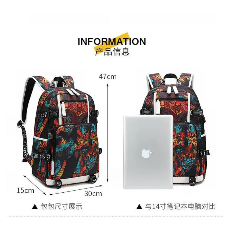 New Messi School Bags Black Notebook Backpack USB Charging Waterproof Women Men Laptop Casual Knapsack Trendy Cool High-capacity