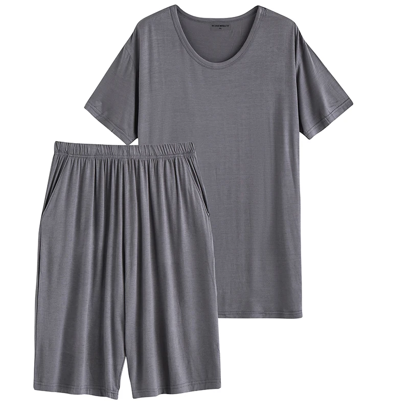 

Мужская домашняя одежда ort Sve Modal Ice Silk, тонкие брюки с пятью точками, свободный простой летний костюм большого размера для отдыха