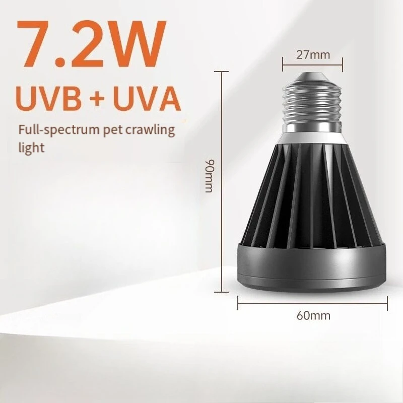 For Terrarium Habitat Lighting UVA UVB Full‑Spectrum Basking Lamp Bulb White Screw Clip Holder for Tortoise Lizard Reptile