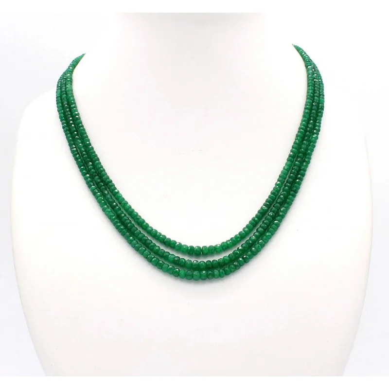 

Beaded , Micro Cut Faceted Emerald Necklace,2 to 5mm beads