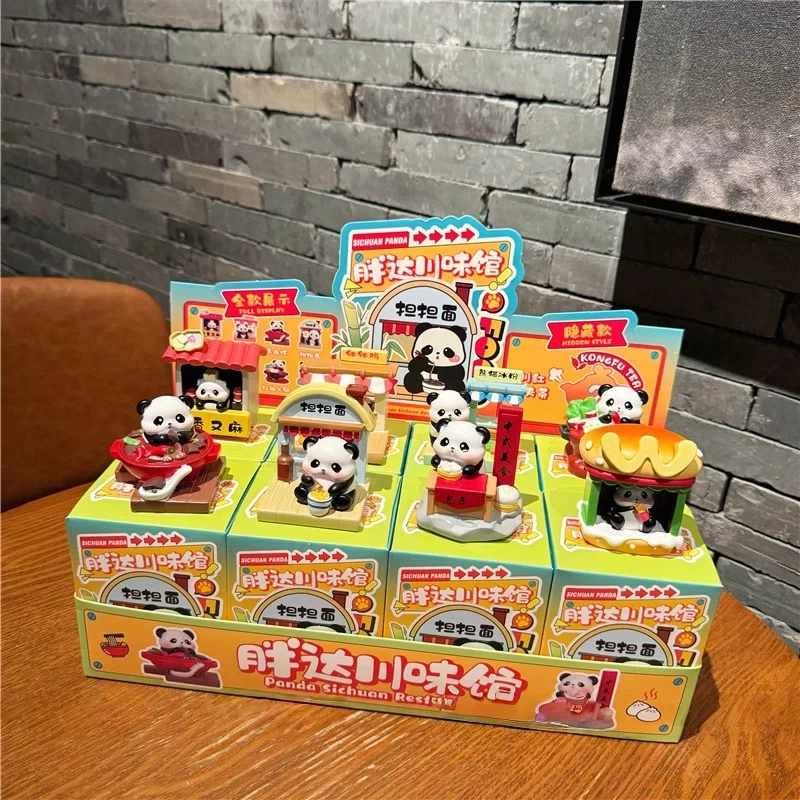 Bonito panda caixa cega estatuetas decorações de mesa de escritório criativo sichuan sabor restaurante surpresa presentes na moda brinquedos colecionáveis