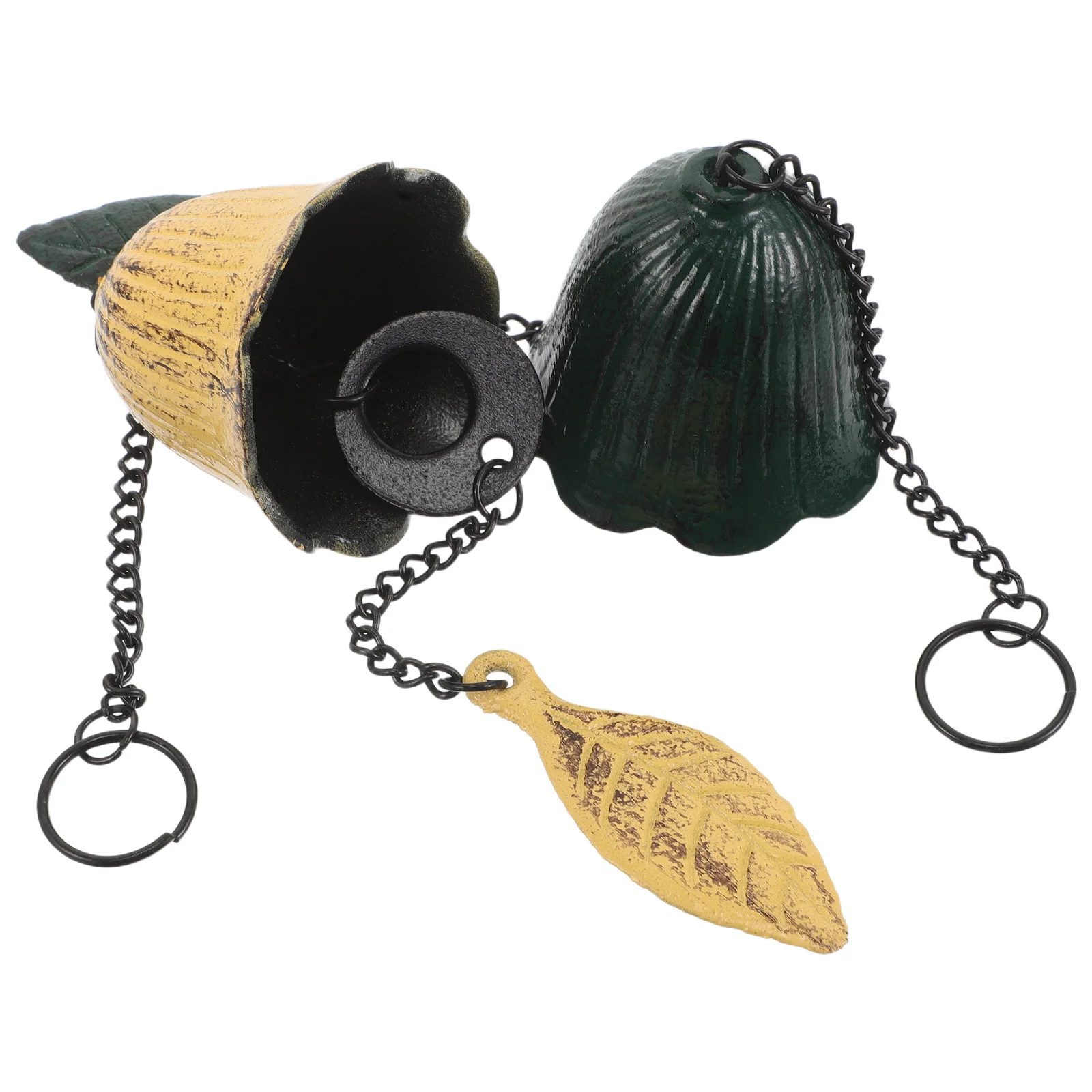 

2pcs Japanese Cast Iron Chimes Retro Leaf Design Hanging Bells For Garden Patio Door Outdoor Decor Good Luck Temple Blessing