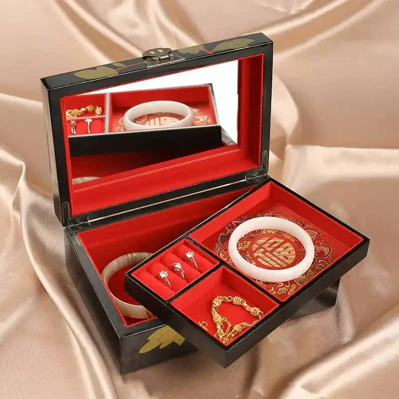 Handcrafted Lacquer Jewelry Box Elegant Accessory Storage Case For Home Jewelry Ornament Organization view 4