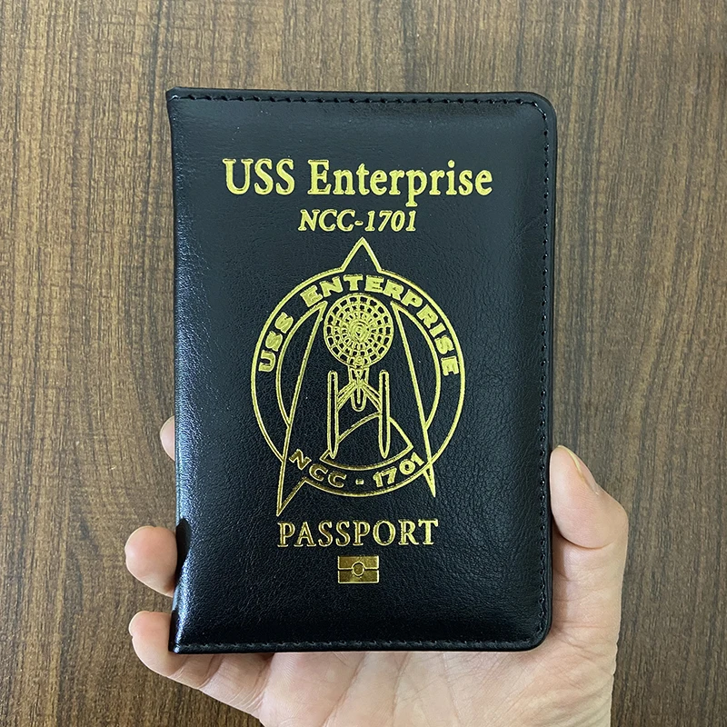 Funda de cuero Pu para pasaporte, billetera de viaje, soporte para pasaporte, NCC-1701